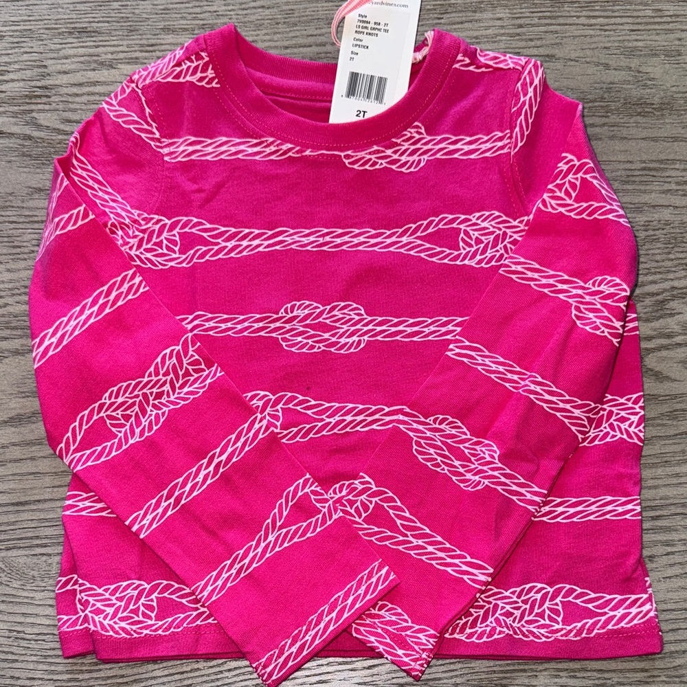 Pink Rope Pattern Vineyard Vines Kids Shirt 2T
